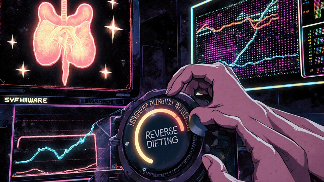 Human body as a retro control room with glowing organs restored by reverse dieting