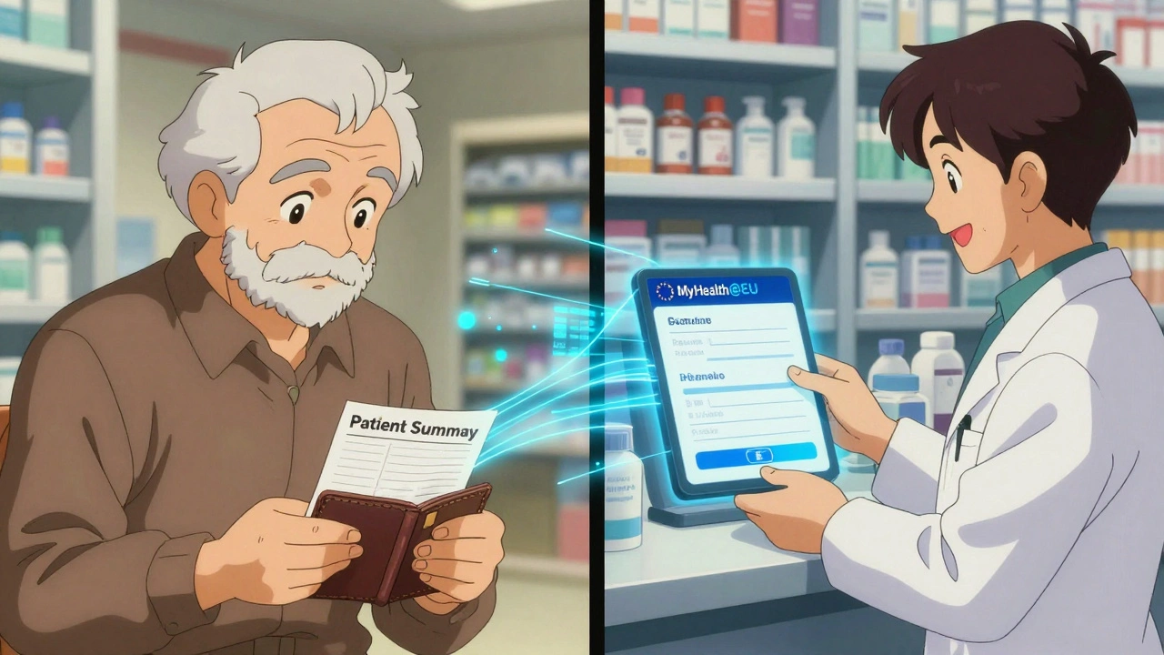 Senior patient receiving generic medication in Hungary via digital health system