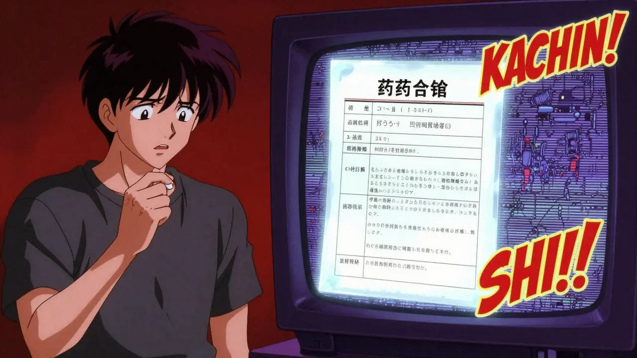 Patient taking medication with floating printed counseling notes as protective overlay