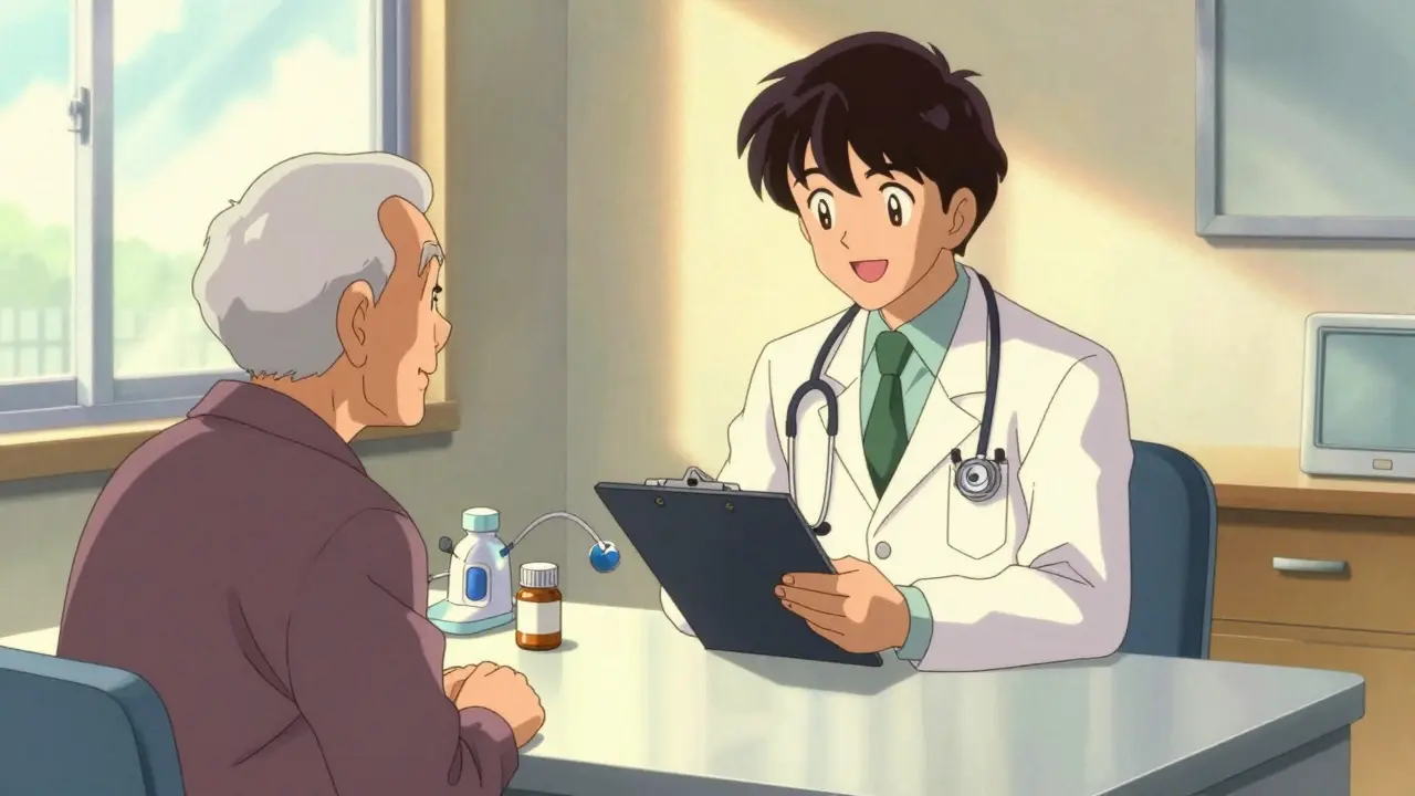 Doctor reassuring a patient about affordable treatment options