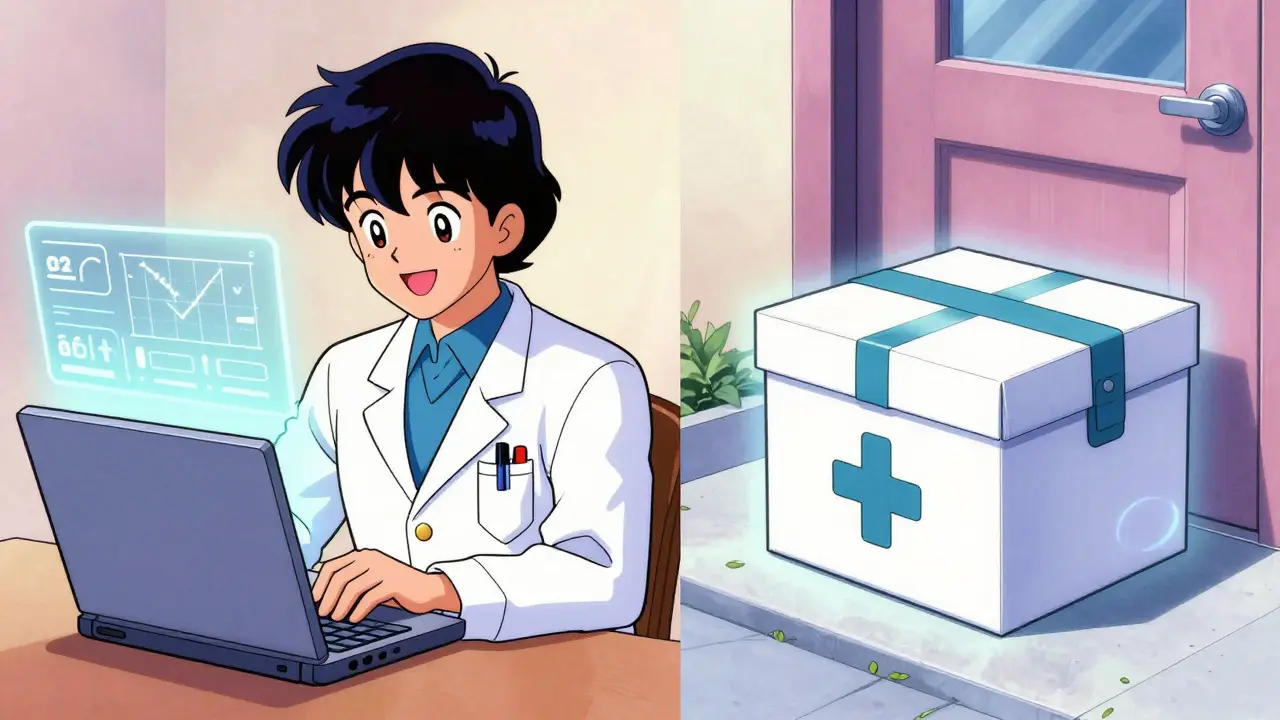 Telemedicine video call and medicine delivery box